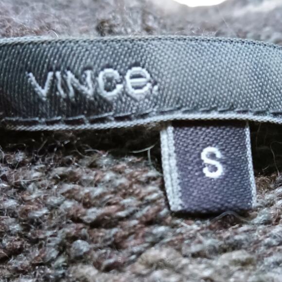 Vince tan two-toned wool Alpaca Yak striped Hooded Long Line Coatigan Sweater S - Picture 4 of 6